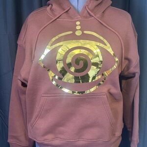 Brown Hoodie with Gold Eye Design